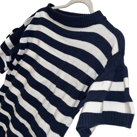 sacai luck french breton striped silk grosgrain ribbon flutter sleeve kn… - Picture 4 of 4